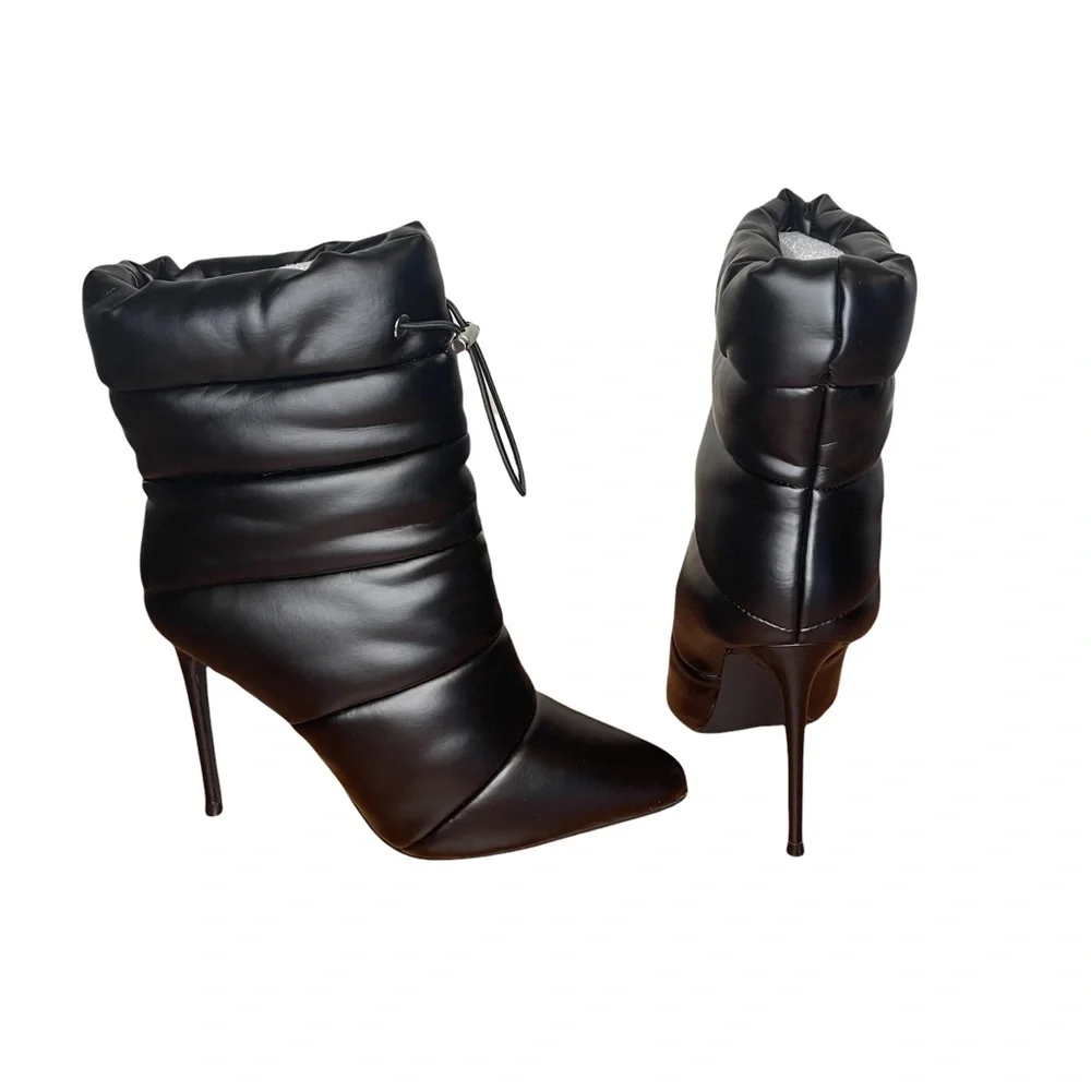 Steve Madden Black Quilted Stiletto Heel Bootie - Picture 3 of 5
